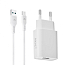 Зарядное устройство сетевое USB 18W с кабелем Type-C Rocket Slot Combo (быстрая зарядка QC, PD) белое