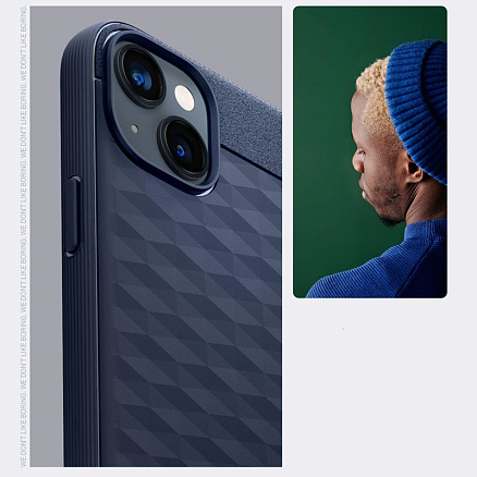 Чехол для iPhone 14 Plus гибридный Spigen Caseology Parallax MagSafe синий