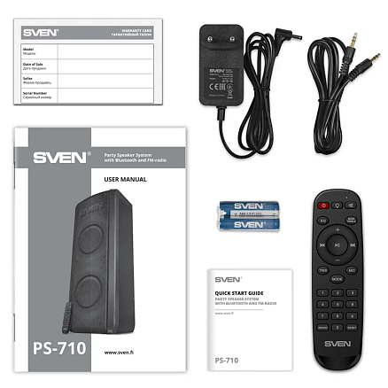 Портативная акустическая система Sven PS-710 с подсветкой, FM-радио, USB и поддержкой MicroSD карт черная