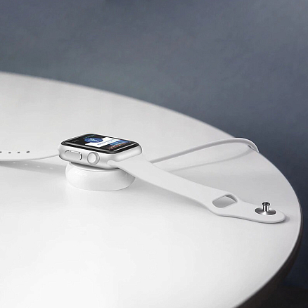 Беспроводная зарядка для Apple Watch магнитная MFi Ugreen CD177 с Type-C кабелем белая