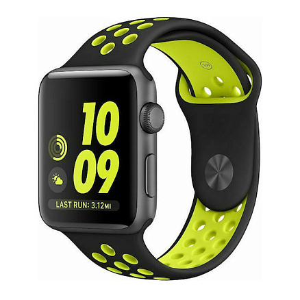 Ремешок-браслет для Apple Watch 4, 5, 6, 7, 8, SE, Ultra 42, 44, 45 и 49 мм силиконовый Tech-Protect SoftBand черно-лаймовый