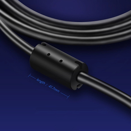 Кабель VGA - VGA (папа - папа) длина 1,5 м Ugreen VG101 с ферритами черный