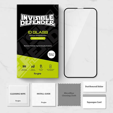 Защитное стекло для iPhone 13 Pro Max на экран противоударное Ringke ID FC черное