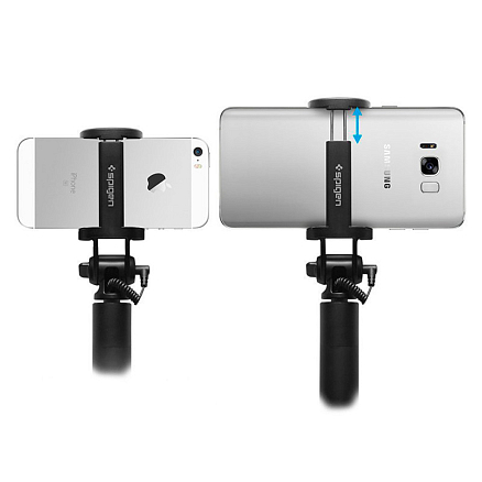 Монопод (палка для селфи) в разъем для наушников с кнопкой Spigen S530 черный