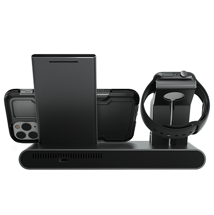 Беспроводная зарядка 3-в-1 для телефона, Apple Watch и AirPods 10W Prestigio ReVolt A1 (быстрая зарядка) темно-серая