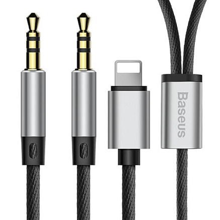 Кабель 3,5 мм - 3,5 мм, Lightning (папа - папа, папа) Aux 1,2 м Baseus L33 черный