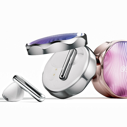 Наушники TWS беспроводные Bluetooth QCY T21 FairyBuds вкладыши с микрофоном серебристые