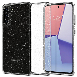Чехол для Samsung Galaxy S21 FE гелевый с блестками Spigen Liquid Crystal прозрачный