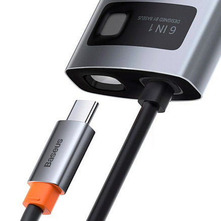 Хаб (разветвитель) Type-C - 3 х USB 3.0, HDMI 4K, Ethernet Baseus Metal Gleam серый
