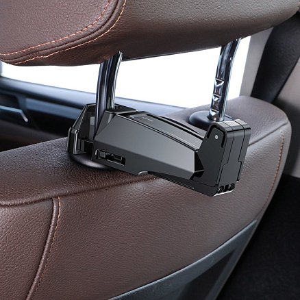 Держатель автомобильный на подголовник складной Baseus Backseat черный