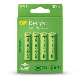 Аккумуляторы AA (пальчиковые большие) Ni-Mh 1300мАч GP Gift box комплект 4 шт.
