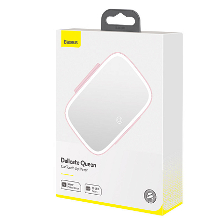 Зеркало для макияжа с подсветкой на козырек автомобиля Baseus Delicate Queen Touch-up розовое