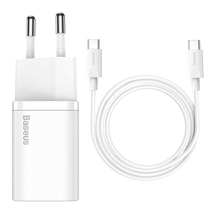 Зарядное устройство сетевое Type-C 25W с кабелем Baseus Super Si TZCCSUP-L02 (быстрая зарядка PD) белое