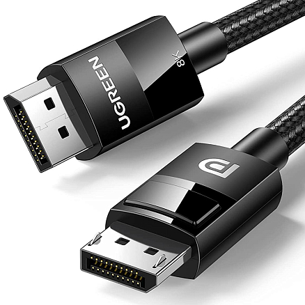 Кабель DisplayPort - DisplayPort (папа - папа) длина 1,5 м 8K 60Hz 4K 144Hz версия 1.4 плетеный Ugreen DP114 черный