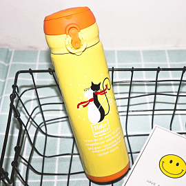 Термос (термобутылка) Funny Cat 500 мл желтый