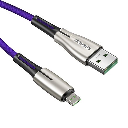 Кабель USB - MicroUSB для зарядки 1 м 4А плетеный Baseus Waterdrop (быстрая зарядка) фиолетовый