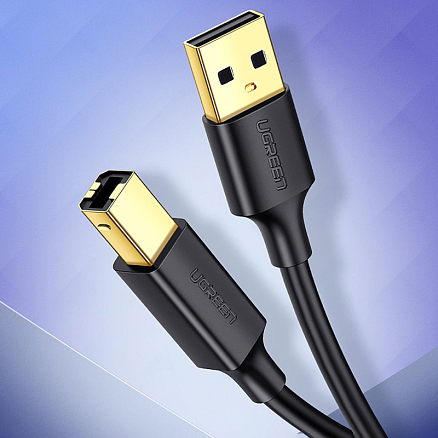 Кабель USB 2.0 - USB B для подключения принтера или сканера 1 м Ugreen US135 черный