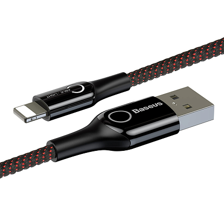 Кабель USB - Lightning для зарядки iPhone 1 м 2.4A с автоотключением плетеный Baseus C-shaped черный