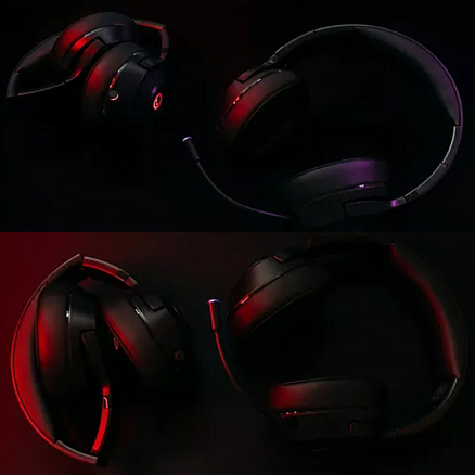 Наушники беспроводные Lorgar Noah 701 полноразмерные с микрофоном, активным шумоподавлением и подсветкой игровые черные