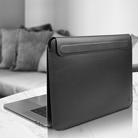 Чехол для Apple MacBook Pro 16 Touch Bar A2141 кожаный футляр WiWU Skin Pro II темно-серый