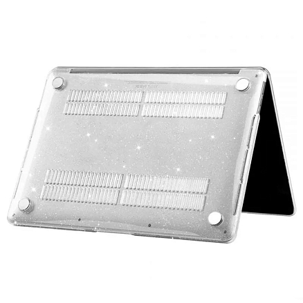 Чехол для Apple MacBook Air 13 (2018-2019) A1932, (2020) А2179, (2020) A2337 пластиковый с блестками Tech-Protect SmartShell прозрачный