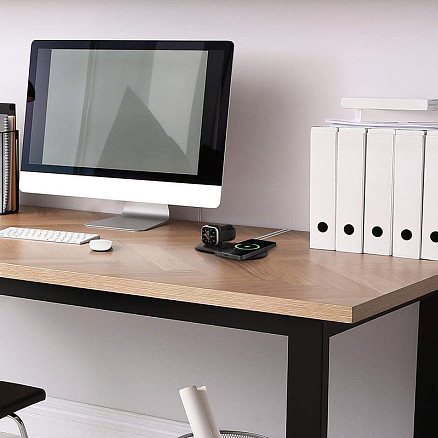 Подставка 2-в-1 для зарядки MagSafe и зарядного Apple Watch Spigen MagFit Duo черная