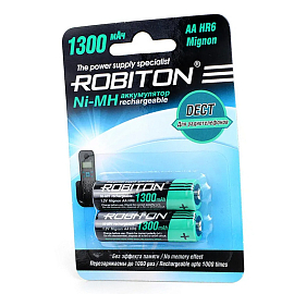 Аккумуляторы АА (пальчиковые большие) Ni-Mh 1300мАч Robiton комплект 2 шт.