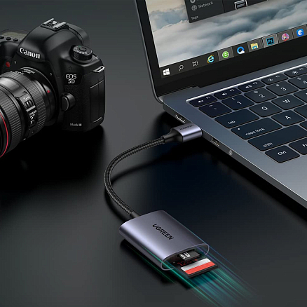 Картридер Type-C 3.2 Gen1 для SD и MicroSD Ugreen CM401 серый