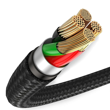 Кабель USB - Lightning для зарядки iPhone 1 м 2.4А плетеный Baseus Halo черный