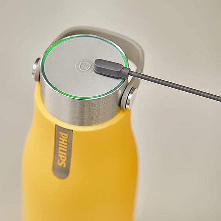 Умная термобутылка для воды Philips GoZero 355 мл желтая