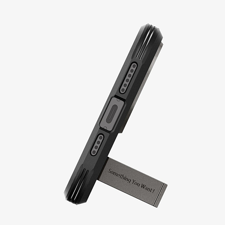 Чехол для iPhone 15 Pro Max гибридный для экстремальной защиты Spigen Tough Armor MagFit серый