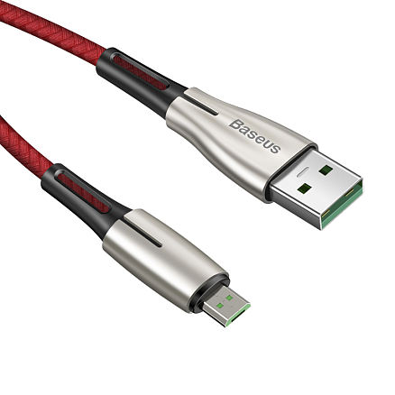 Кабель USB - MicroUSB для зарядки 1 м 4А плетеный Baseus Waterdrop (быстрая зарядка) красный