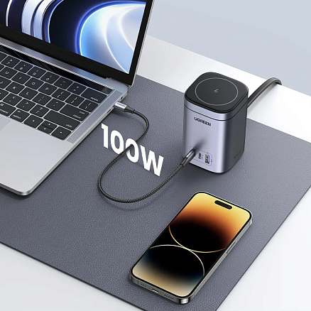 Зарядная станция 4-в-1 GaN c Magsafe, 2 х Type-C и 1 x USB (быстрая зарядка PD, QC) 100W Ugreen CD342-15076