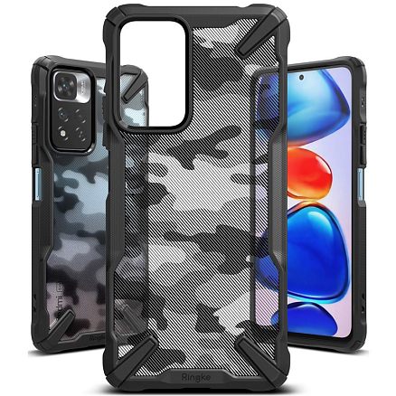 Чехол для Xiaomi Redmi Note 11 Pro+ гибридный Ringke Fusion X Design Camo со светящимися вставками черный