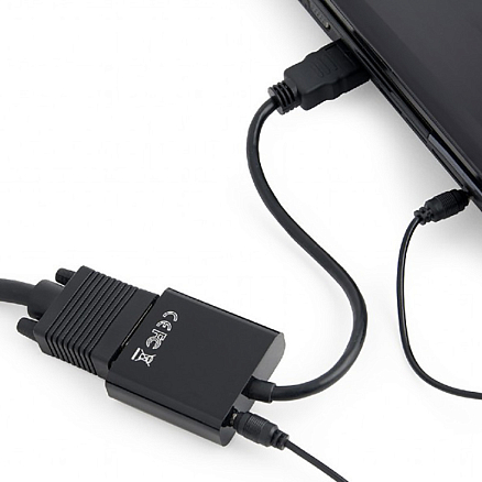 Переходник (преобразователь) HDMI - VGA + Audio (папа - мама) 15 см Cablexpert черный