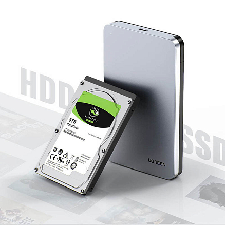 Корпус для внешнего жесткого диска Type-C 3.1 Gen2 (6 Gbps) Ugreen CM300 серый