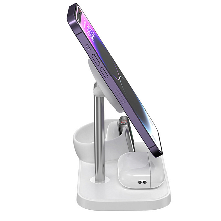 Беспроводная зарядка 3-в-1 MagSafe для телефона, Apple Watch и AirPods 22.5W TFN MagStand QI28 белая