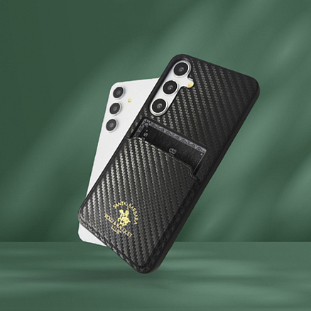 Чехол для Samsung Galaxy S24 гибридный с карманом для карт Santa Barbara Polo & Racquet Club Kent черный