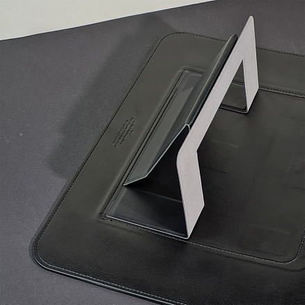 Чехол для Apple MacBook Air 13 (2018-2019) A1932, (2020) А2179, M1 (2020) A2337 кожаный футляр с подставкой Wiwu Skin Pro Stand черный