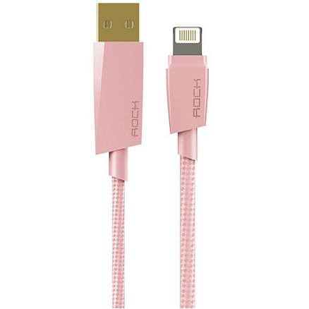 Кабель USB - Lightning для зарядки iPhone 1,2 м 2.4А MFi Rock розовое золото