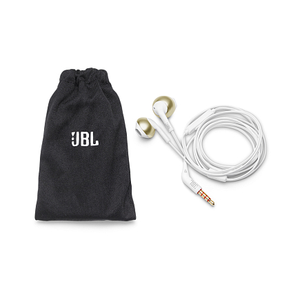 Наушники JBL Tune Tune 205 вкладыши с микрофоном и плоским проводом бело-золотистые