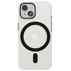 Чехол для iPhone 14, 15 гибридный VLP Diamond MagSafe прозрачно-черный