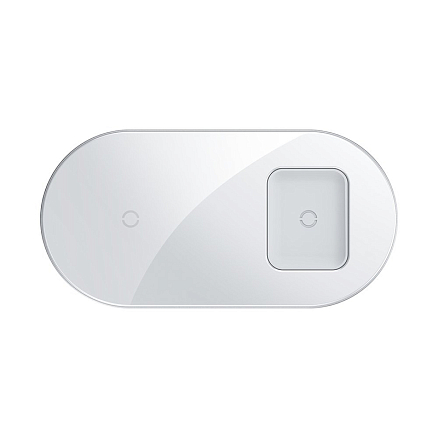 Беспроводная зарядка 2-в-1 для телефона и AirPods Baseus Simple (быстрая зарядка) белая