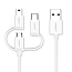 Кабель USB - MicroUSB, MiniUSB, Type-C 1 м 2A Ugreen US185 белый