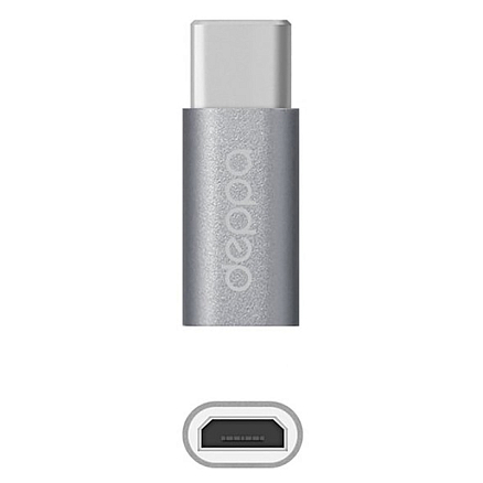 Переходник MicroUSB - Type-C (мама - папа) Deppa 73116 серый