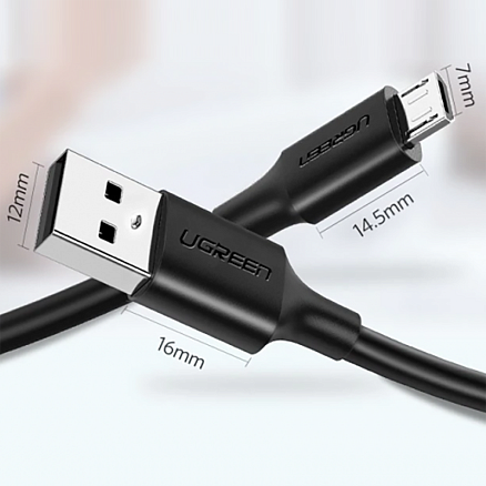 Кабель USB - MicroUSB для зарядки 3 м 2.4А Ugreen US289 (быстрая зарядка QC 3.0) черный