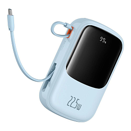 Внешний аккумулятор Baseus Qpow Pro+ Digital 20000мАч (USB, Lightning, Type-C, ток 2.4А, быстрая зарядка PD, QC, 22.5Вт) голубой