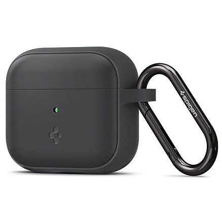 Чехол для наушников AirPods 3 силиконовый с карабином Spigen Silicone Fit темно-серый