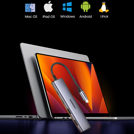 Хаб (разветвитель) Type-C - 2 х Type-C, 2 х USB 3.0 Ugreen CM473-15395 серый