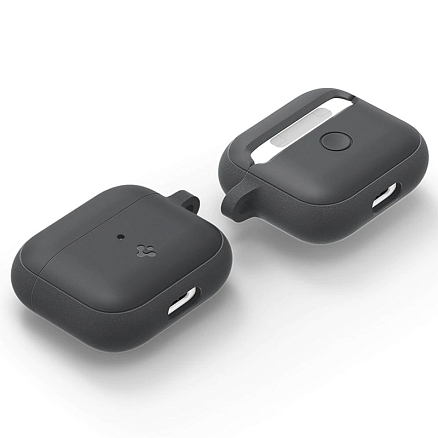 Чехол для наушников AirPods 3 силиконовый с карабином Spigen Silicone Fit темно-серый